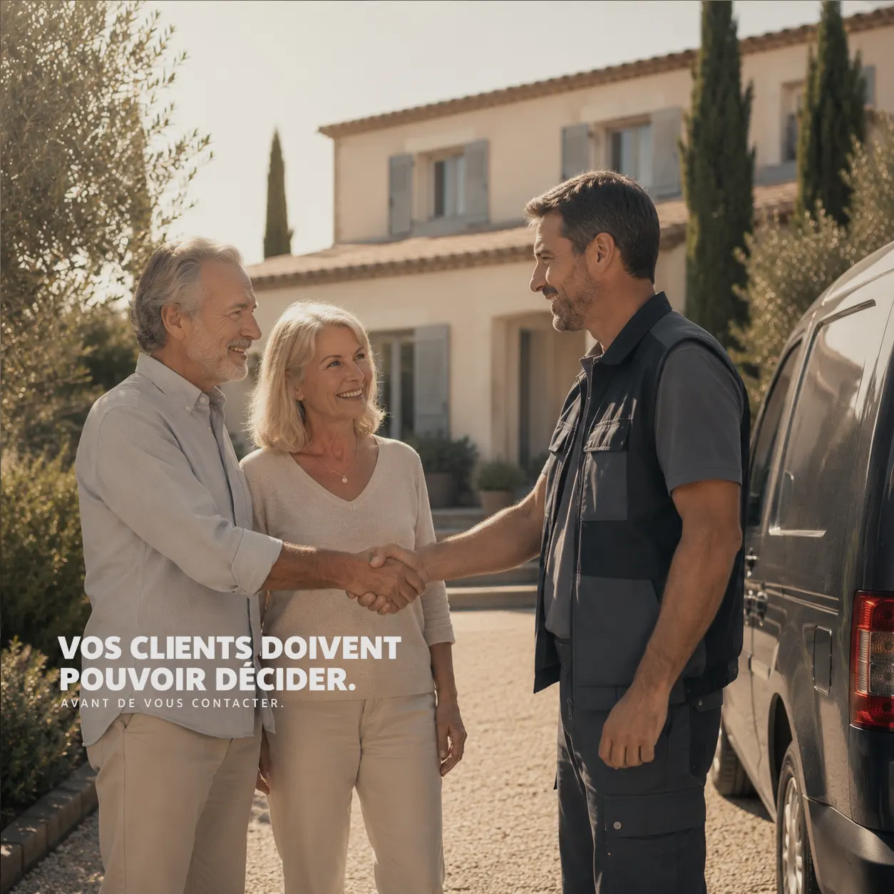 Échange entre des clients et un artisan avant de choisir une entreprise dans le Var