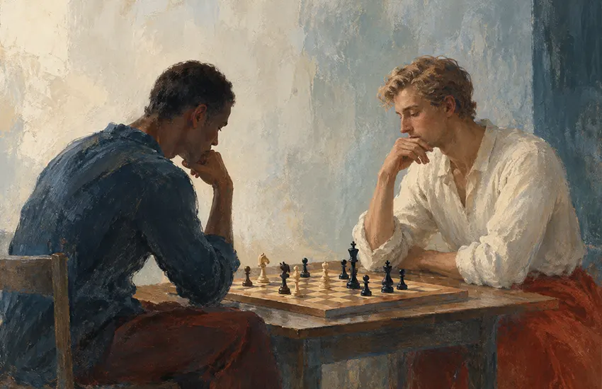 Illustration de la stratégie SEO d’Agence Web 83 dans le Var : une partie d’échecs symbolisant l’analyse, le positionnement et la visibilité sur Google.